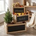 Cajas decorativas de madera con superficie de pizarra – color natural y negro, varios tamaños – almacenamiento práctico y elegante – juego de 3 | Floristik24.es