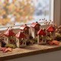 Casa de cerámica con ventana de tejado roja y corazón - 6 cm - Decoración idílica para el hogar y el jardín - 6 piezas | Floristik24.es