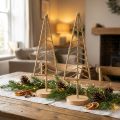 Soporte decorativo para árbol de Navidad metal madera natural Al. 39 cm 2 piezas | Floristik24.es