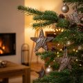 Estrellas decorativas pino natural decoraciones para árboles de Navidad estrellas de pino 6cm 12 piezas | Floristik24.es