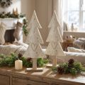 Adorno de fieltro para árbol de Navidad con corazón beige crema Al. 35 cm 2 piezas | Floristik24.es