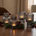 Portavelas de cristal gris, para velas pequeñas, 8 cm de alto, 4 unidades. | Floristik24.es