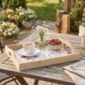 Bandeja rectangular de madera, flores naturales, mariposa, 35 cm de largo. | Floristik24.es