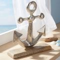 Ancla de metal sobre base de madera Color plata A21cm | Floristik24.es