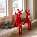 Alce sentado flocado Figura de estantería Rojo 31cm 3uds | Floristik24.es