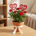 Tapón flor corazón rojo tapón decorativo de madera Love 7cm 12pcs | Floristik24.es