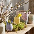 Huevo de pascua para colgar violeta, rosa, amarillo huevo plástico Al. 6,5 cm 6 uds. | Floristik24.es