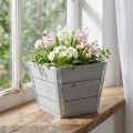 Jardinera de madera macetero shabby chic gris 19x19x15,5cm | Floristik24.es