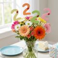 Tapones numéricos cumpleaños 2 tapones florales madera 27,5cm 16 piezas | Floristik24.es