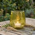 Decoración de cristal con luz de viento vintage amarillo verde Ø12cm H12,5cm | Floristik24.es