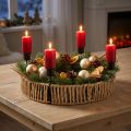 Bandeja decorativa madera natural metal portavelas negro Ø30cm | Floristik24.es