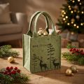 Bolsa de fieltro Feliz Navidad pequeña con asas Verde 15×10cm | Floristik24.es