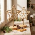 Decoración estrella soporte madera metal fibra natural Ø15cm 2ud | Floristik24.es