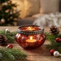 Candelita de cristal rojo antiguo plateado con borde de metal Ø6cm H3,5cm | Floristik24.es