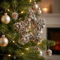 Estrella colgante, decoración navideña, blanca, con purpurina, Ø15cm | Floristik24.es