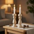 Candelabro de madera para decoración de mesa para velas cónicas H17cm 2 uds | Floristik24.es