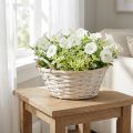 Cesta con asas, cesta de madera aglomerada, cesta para plantas, blanca, vintage, decorativa, Ø35cm | Floristik24.es