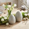 Decoración de huevos de Pascua de cerámica con puntos de oro gris Ø8cm H11cm 2ud | Floristik24.es