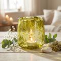 Linterna de cristal decorativa vintage amarillo verde Ø9cm H9,5cm | Floristik24.es