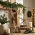 Estrella Yute Nochebuena Rústica Natural 30cm 4uds | Floristik24.es
