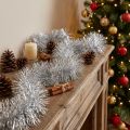 Guirnalda de oropel plateada brillante de 270 cm, perfecta para decoraciones festivas, versátil | Floristik24.es