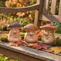 Figuras de setas felices con caras - varios tonos de marrón, 6,5 cm - decoración divertida para el jardín y el hogar - 3 piezas | Floristik24.es