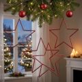 Grandes estrellas decorativas navideñas rojas con purpurina para colgar, 24 cm, juego de 6 | Floristik24.es