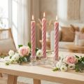 Velas rústicas velas de palo teñidas de rosa 250/28mm 4 piezas | Floristik24.es