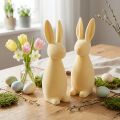 Conejito de Pascua decorativo (2.ª opción), flocado, amarillo claro, 29,5 cm de alto, 2 unidades | Floristik24.es