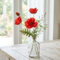 Flor de jardín decorativa amapola con 3 flores roja L 70 cm | Floristik24.es