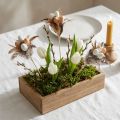 Huevos de codorniz artificiales, plumas decorativas en un palito, 36 cm, 12 unidades | Floristik24.es