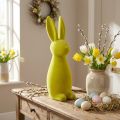 Decoración de conejo de Pascua, de color verde amarillento, de pie, flocado, 15×15,5×47 cm | Floristik24.es
