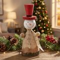 Figura decorativa muñeco de nieve de madera con sombrero rojo natural Al. 20,5 cm | Floristik24.es