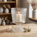 Farol vaso de vidrio decoración de vidrio estriado Ø11,5cm H15cm | Floristik24.es