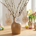 Percha decorativa cabeza de conejo de madera oro blanco natural 10,5cm 8 piezas | Floristik24.es