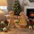 Decoración navideña de hombre y mujer de jengibre de cerámica de 16 cm, juego de 2 piezas | Floristik24.es