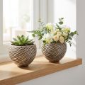 Cuenco Decorativo Maceta Cerámica Beige Marrón Ø15cm 2uds | Floristik24.es
