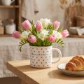 Taza con corazones taza de cerámica blanca roja Ø9cm H9cm | Floristik24.es