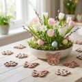 Scatter decoración madera flores/mariposas blanco/rosa Ø4cm 36p | Floristik24.es