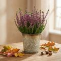 Jardinera para otoño, maceta de metal con decoración de hojas, jardinera dorada Ø10cm H10cm | Floristik24.es