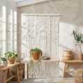 Macetero colgante de macramé bohemio, decoración para ventana con marco de flores, 40 x 15 cm, blanco natural | Floristik24.es