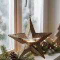 Portavelas de metal decoración poinsettia beige 22,5cm | Floristik24.es