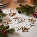 Decoración de estrellas de madera decoración dispersa Navidad blanco/natural 3,5 cm 48 piezas | Floristik24.es