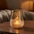 Farol portavelas de cristal decoración de cristal marrón blanco Ø10cm | Floristik24.es