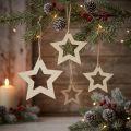Estrellas de madera decoración decoración percha estrella de madera natural 6/8/10/12cm 16 piezas | Floristik24.es