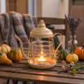 Portavelas farol de cristal tetera naranja Ø15cm H26cm | Floristik24.es