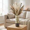 Jarrón de cerámica para flores secas, color crema, verde grisáceo, 34 cm de alto | Floristik24.es
