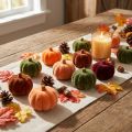 Mini calabaza decorativa flocada para esparcir, 6 colores, Ø4cm, 24 unidades | Floristik24.es