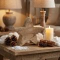 Estrella decorativa rústica de madera de paulownia - aspecto de madera natural, 25x8 cm - decoración versátil de la habitación | Floristik24.es