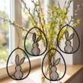 Decoración de conejito de Pascua para colgar Decoración de Pascua madera 13cm 4ud | Floristik24.es